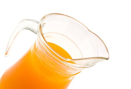 Pot of fruit cocktail isolated on white backgroundの写真素材