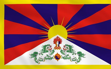 Tibetian waving flag の写真素材