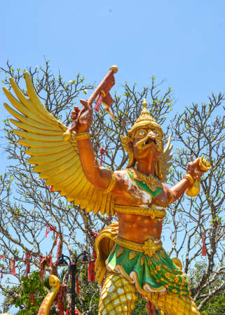 Sculpture of garuda ,head is bird and body is peopleの写真素材