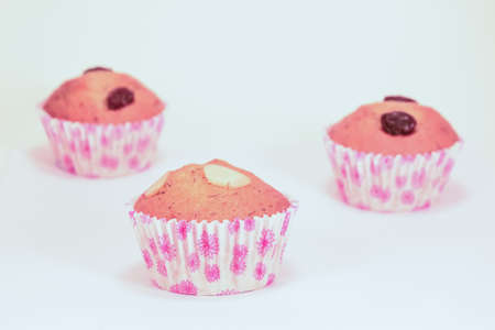 Delicious banana cakes and nut on topの写真素材