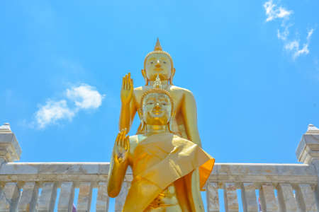 Two standing buddha statue and sky backgroundhatyai thailand