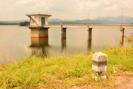 Building in the big reservoir songkhla thailandの写真素材