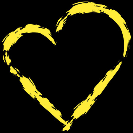 Yellow heart on a black background. Grunge vector illustration.のイラスト素材