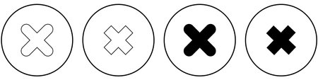cross icon button set with line only and fillのイラスト素材