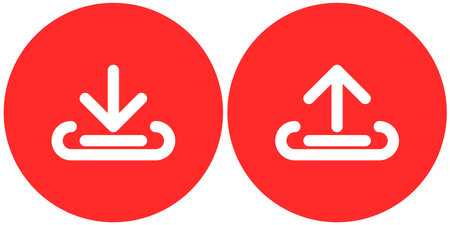 download and upload icon button on circle backgroundのイラスト素材