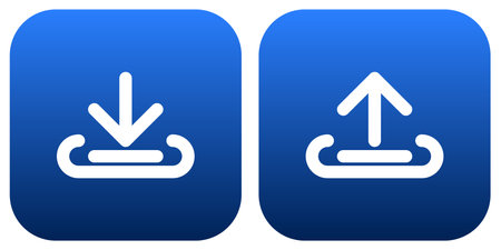 download and uplpad icon button on square background vector