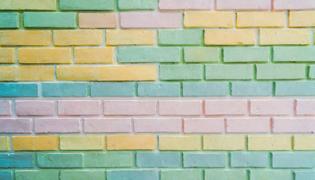 full frame colorful wall brick background textureの素材