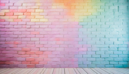 full frame colorful wall brick background textureの素材