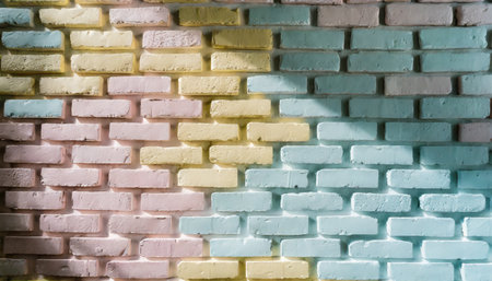 full frame colorful wall brick background textureの素材