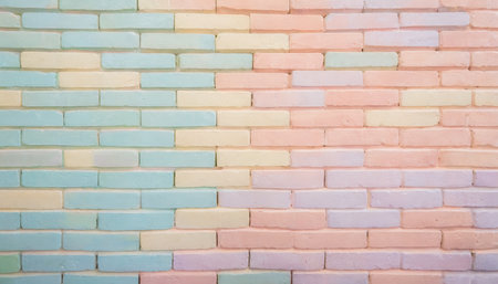 full frame colorful wall brick background textureの素材