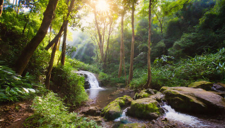beautiful green forest at the morningの素材