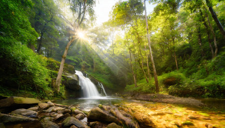 beautiful green forest at the morningの素材