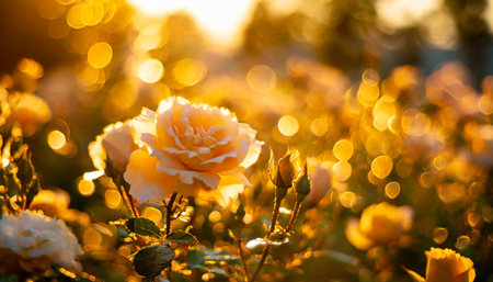 closeup on rose flower with bokeh backgroundの素材