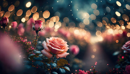 closeup on rose flower with bokeh backgroundの素材
