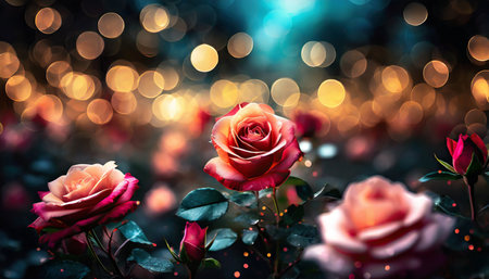 closeup on rose flower with bokeh backgroundの素材