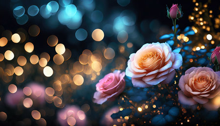 closeup on rose flower with bokeh backgroundの素材