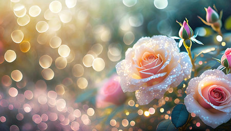 closeup on rose flower with bokeh backgroundの素材