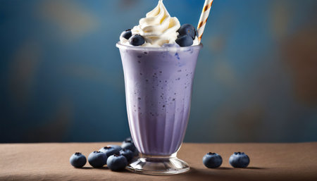 photo of detailed blueberry milkshakeの素材