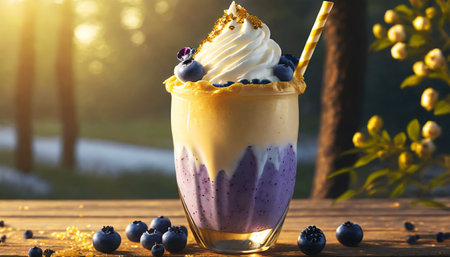 photo of detailed blueberry milkshakeの素材