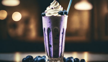 photo of detailed blueberry milkshakeの素材