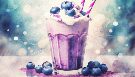 photo of detailed blueberry milkshakeの素材