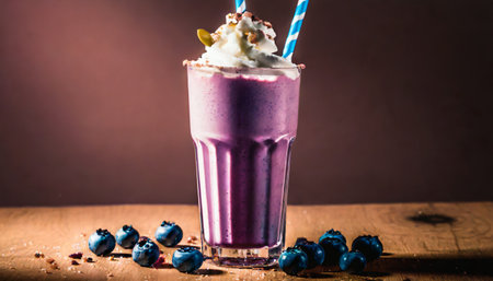 photo of detailed blueberry milkshakeの素材