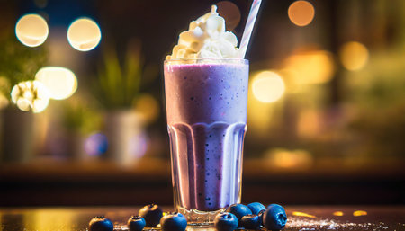 photo of detailed blueberry milkshakeの素材