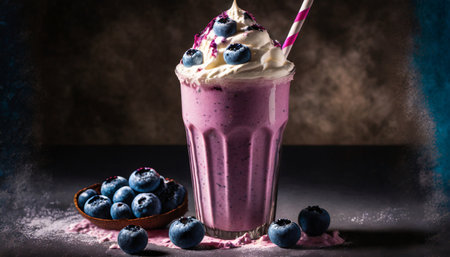 photo of detailed blueberry milkshakeの素材