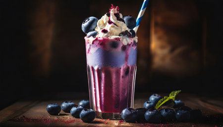 photo of detailed blueberry milkshakeの素材