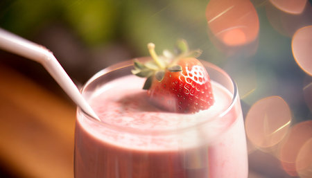a photo of detailed strawberry milkshakeの素材