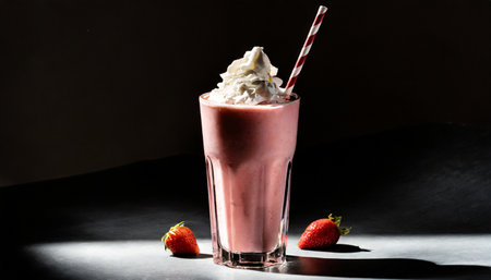 a photo of detailed strawberry milkshakeの素材