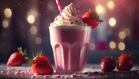 a photo of detailed strawberry milkshakeの素材