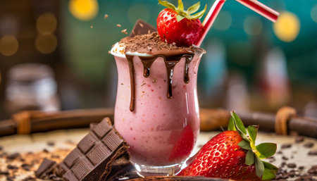 a photo of detailed strawberry milkshakeの素材