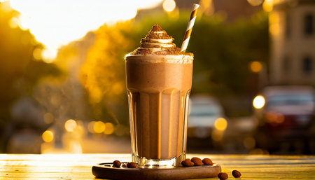 photo of detailed chocolate milkshakeの素材