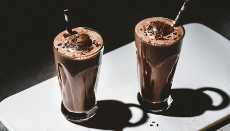 photo of detailed chocolate milkshakeの素材