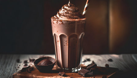 photo of detailed chocolate milkshakeの素材