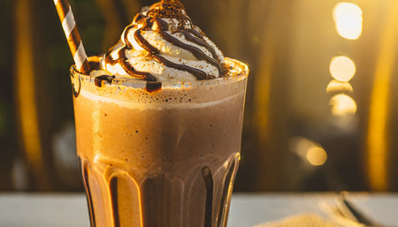 photo of detailed chocolate milkshakeの素材