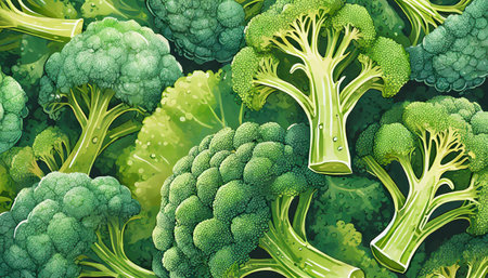 illustration of full frame broccoli backgroundの素材