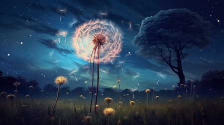 beautiful dandelion flower background and wallpapersの素材