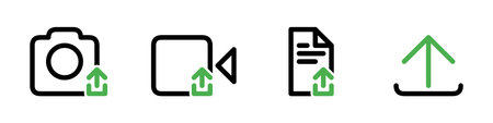upload file, photo, video, document icon button