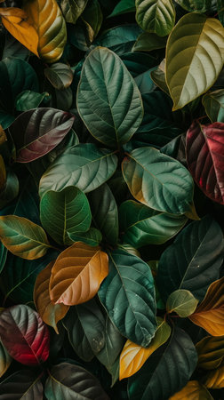full frame of leaf background, full frame of colorful leaves background and wallpaper, leaves with beautiful colorの素材