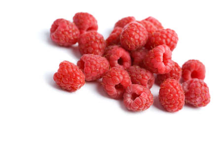 fresh raspberries background isolatedの写真素材