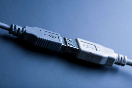 usb cable toned blueの写真素材