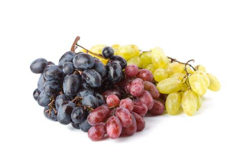 colorful ripe grapes isolatedの写真素材