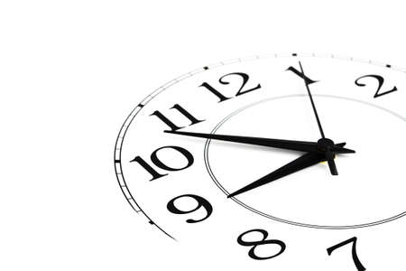 white clock showing time about nine isolated white clock showing time about nine isolated