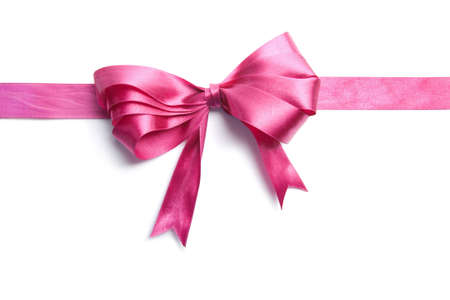 pink ribbon with bow isolated