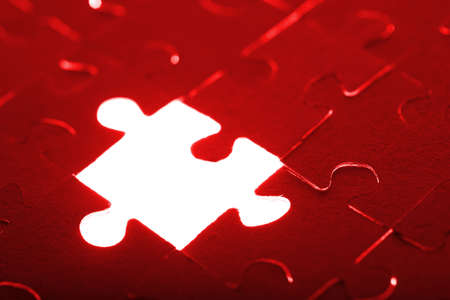 abstract puzzle background with one missing pieceの写真素材