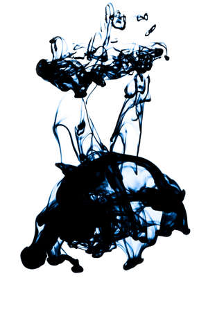 abstract blue ink in water isolatedの写真素材