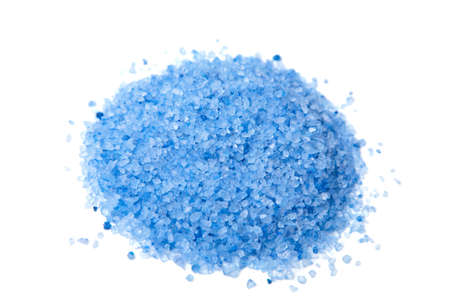 heap of blue herbal salt isolatedの写真素材