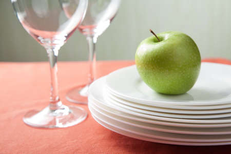 plates and glassesの写真素材